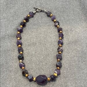 Polished Amethyst & Freshwater Pearl Necklace